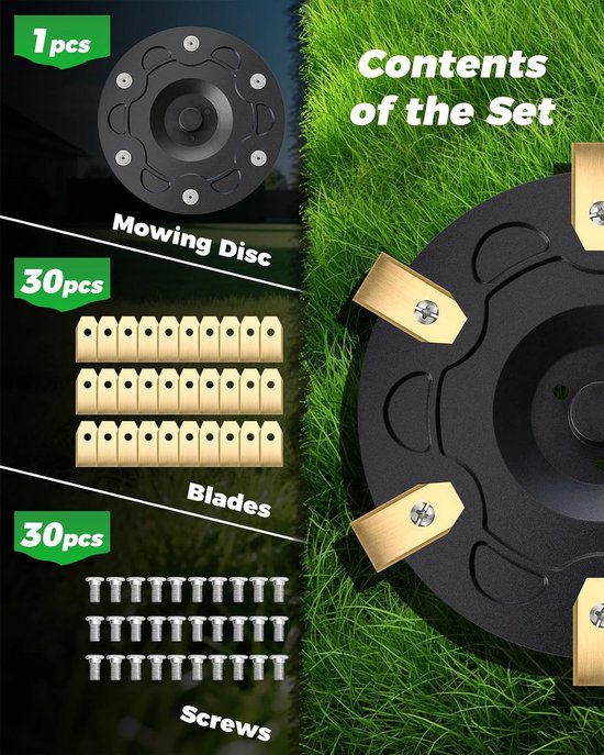 PromoHome Mesplaat en Messen Set voor Segway Navimow i105E/i108E/i205 AWD/i208 AWD/i110E - 6-Messen Maaiwiel - 1x Mesplaat + 30 Messen + Schroeven — afbeelding 5