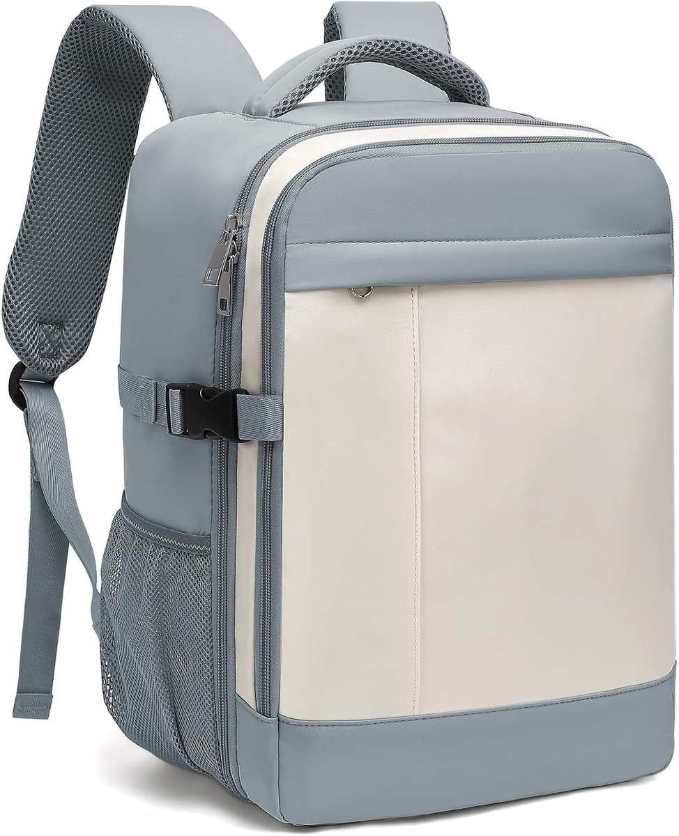SnelShoppen - Handbagage Rugzak voor Ryanair 40x20x25 cm - Reisrugzak voor Mannen en Vrouwen met 14 Inch Laptopvak - Modern Blauw - Perfect voor Stede