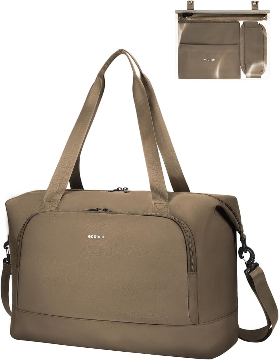 SnelShoppen - ECOHUB Handbagage Reistas 45x36x20cm, 30L Vouwbare Weekendtas met Afneembare Waterdichte Tas, Lichte Cabin Bag voor Onder de Stoel, Gere