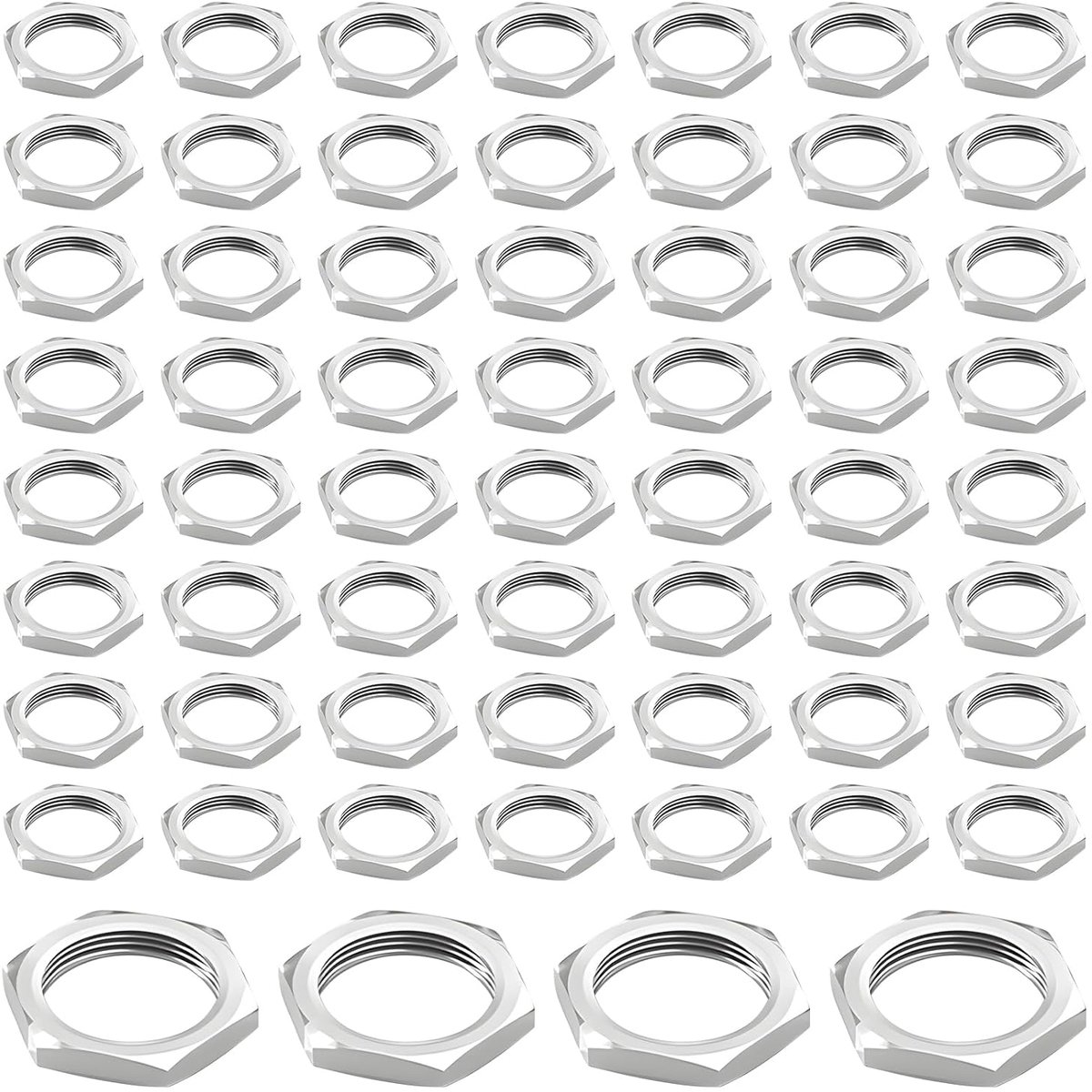 SnelShoppen - M10 Hex Moeren Set 60 Stuks Gevulde Rvs Draadmoeren Galvanized Corrosiebestendig voor Meubels, Lampen, Badkamer, Keuken en Industrie