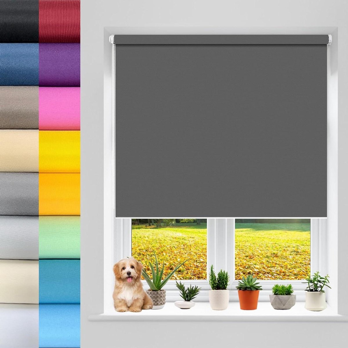 Verduisterend Rolgordijn - Zonwering Raambekleding - Privacy Creëren - Montage Zonder Bore