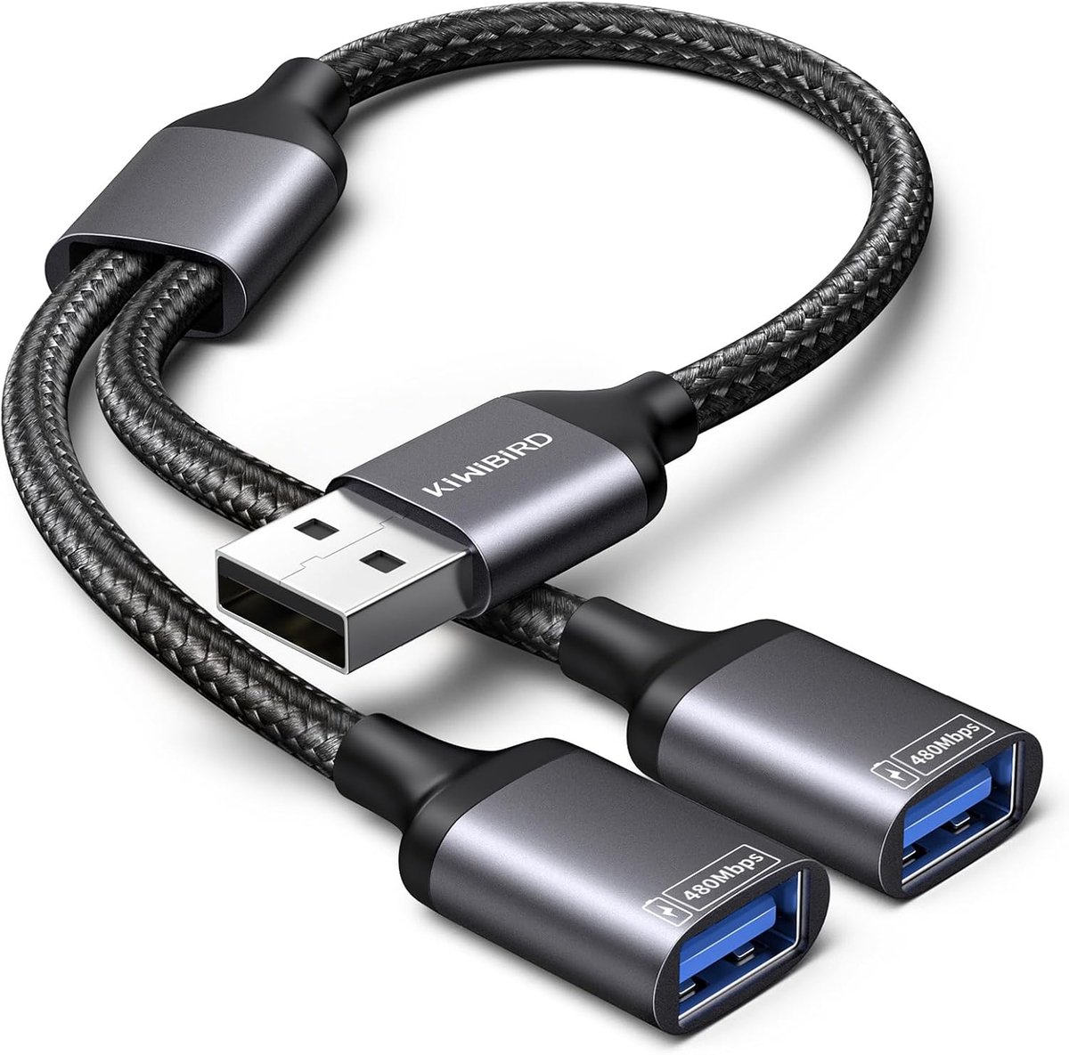 SnelShoppen - USB Splitter Y Kabel Mannelijk naar Dubbele Vrouwelijke Adapter voor Laptop, Mac, PS4, PS5 - Opladen & Gegevensoverdracht USB Hub voor F