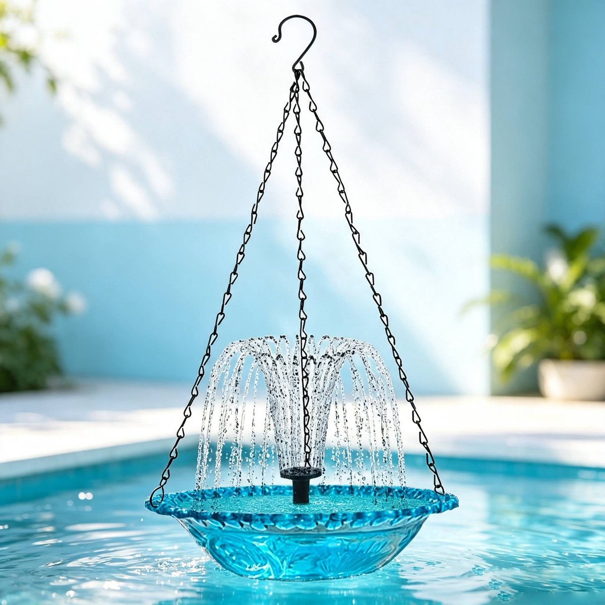 Decoratief vogelbad als zonverzamelende schaal, buiten vogelfontein voorzien van voerplateau, praktisch tuinaccessoire, eenvoudig te plaatsen als decoratie voor tuin en balkon, geschikt voor kolibries, papegaaien en andere vogels