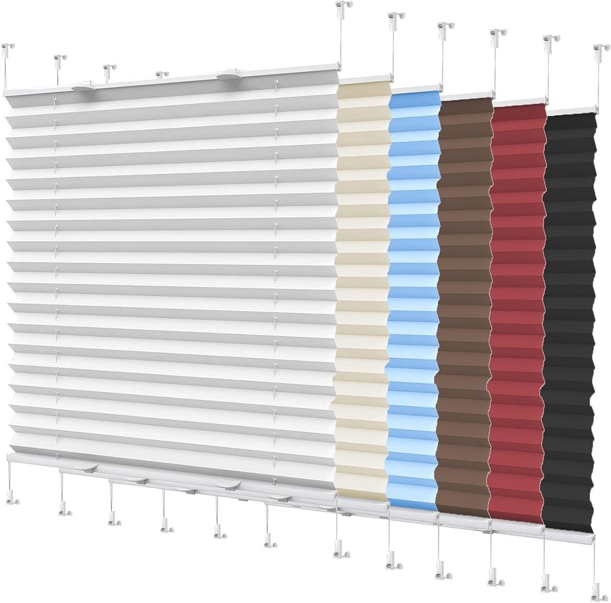 Plisségordijn - Zonder boren - Privacy en zonwering - Snelle montage - 25 x 80 cm - Hemels