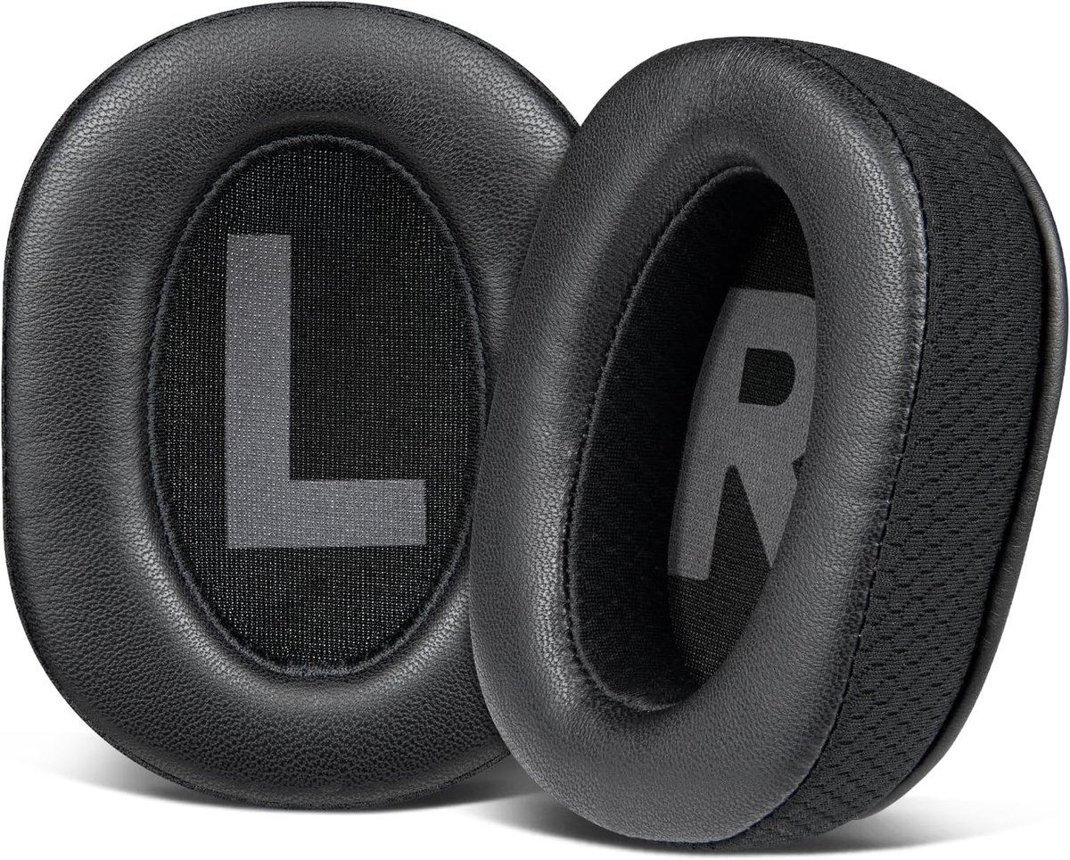 SnelShoppen - Lamsleren Oorkussens Vervanging voor Gaming Hoofdtelefoons, Geluidsisolerend Schuim, Extra Dikte, Comfortabel, Zwart, Upgrade voor Logit