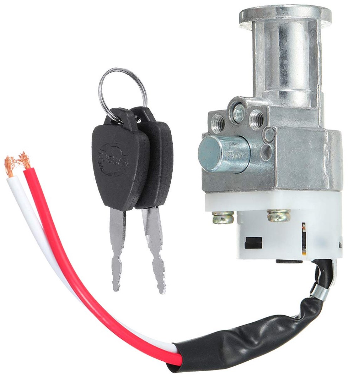SnelShoppen - Acculader Contactslot met 2 Knoppen voor Motorfiets, Elektrische Scooter en E-Bike - Cilinder Ø10mm, Lengte 16mm, Boorgatafstand 15.5mm