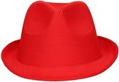 Feest/verkleed trilby hoedje/gleufhoed rood