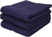 3x Luxe handdoeken navy blauw 50 x 90 cm 550 grams - Badkamer textiel badhanddoeken