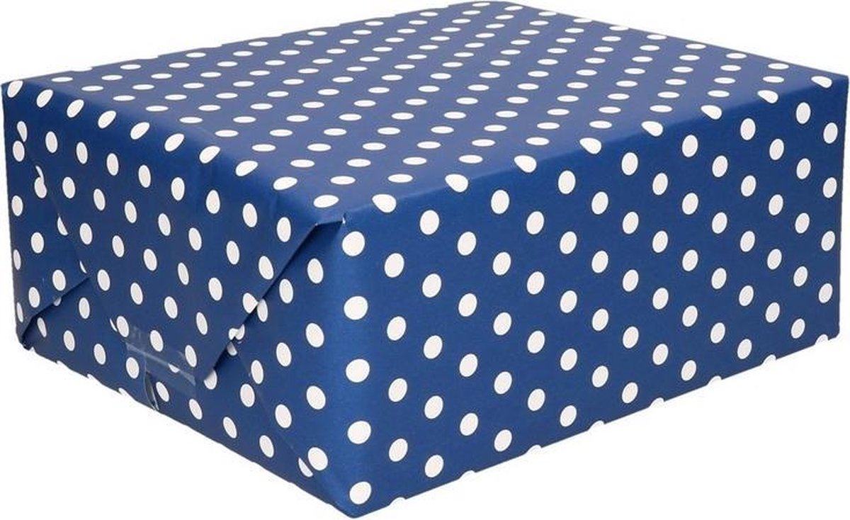 Inpakpapier/cadeaupapier blauw met witte stippen 200 x cm -... | bol.com