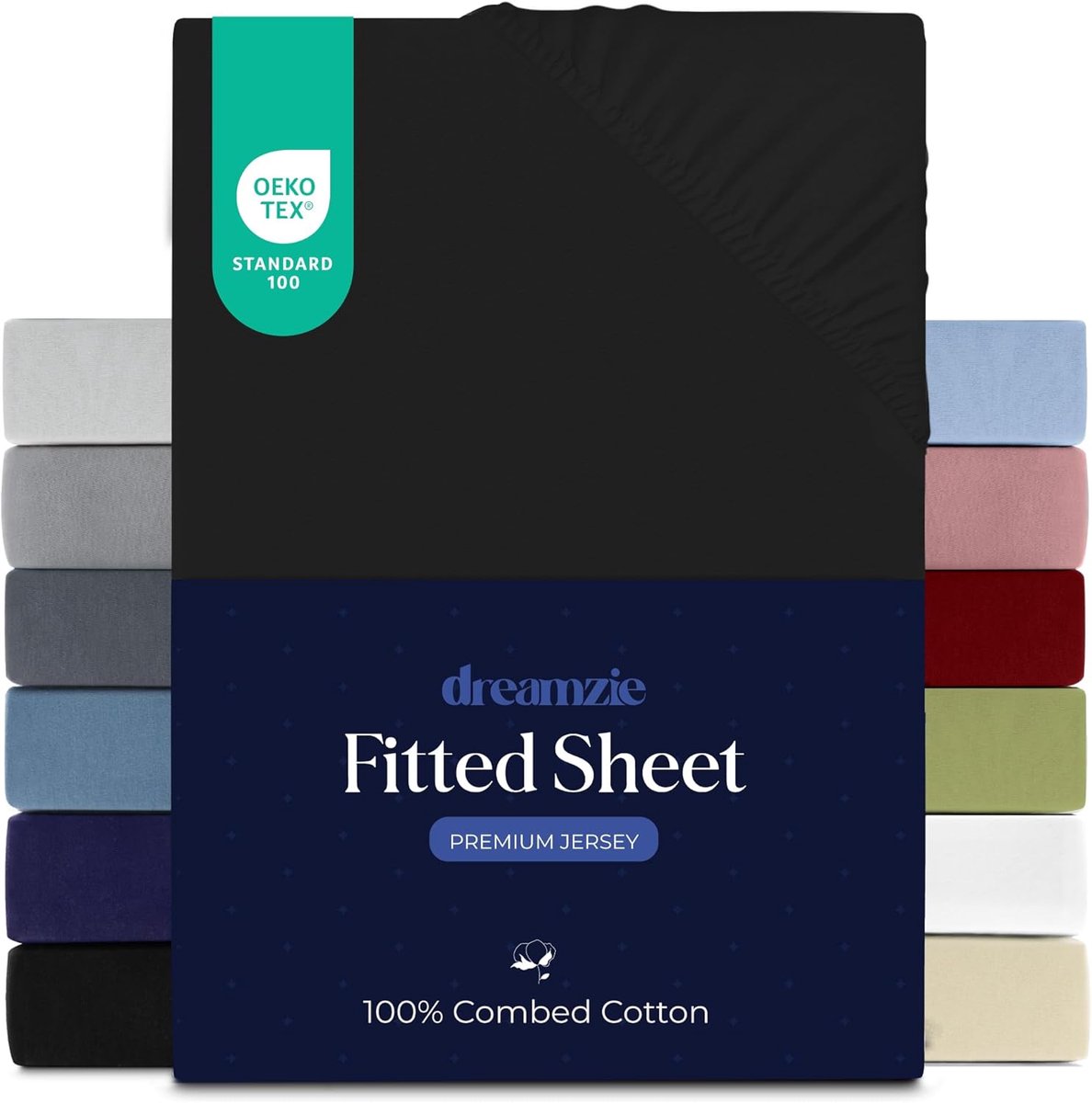 SnelShoppen - Premium Fitted Sheet 90x200 cm, Jersey Katoen, Geschikt voor Matras tot 22 cm, Zwart, Oeko-Tex, Luxe Slapen
