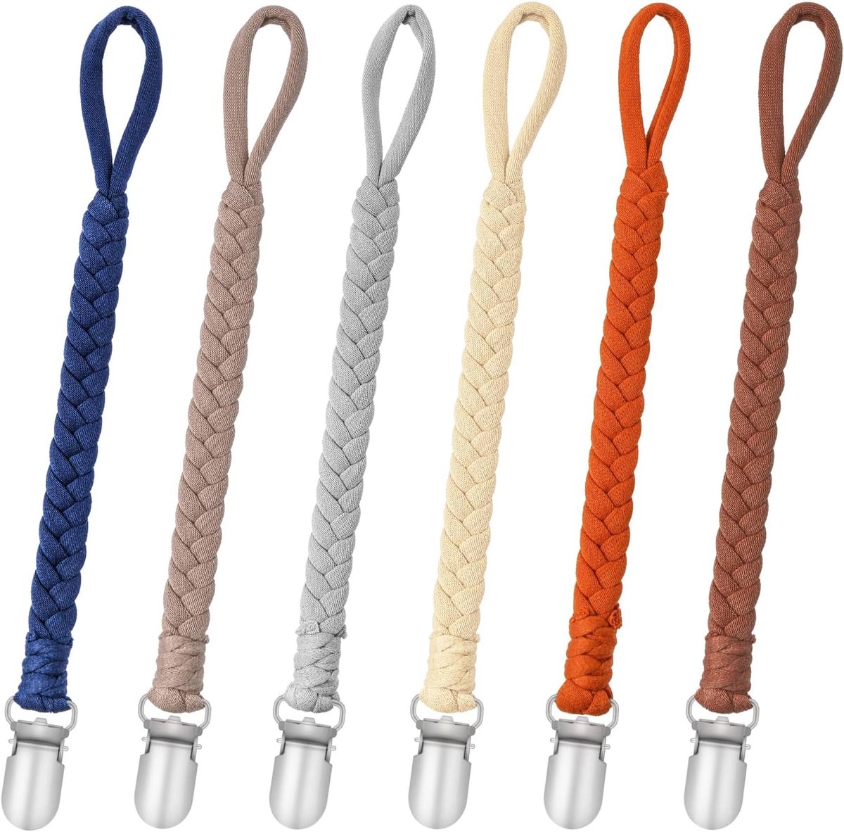 SnelShoppen - CLDY Fopspeenketen Set van 6 Stuks - Katoenen Fopspeenhouders voor Jongens en Meisjes - Multifunctionele Dummy Clips voor Kleding, Kinde