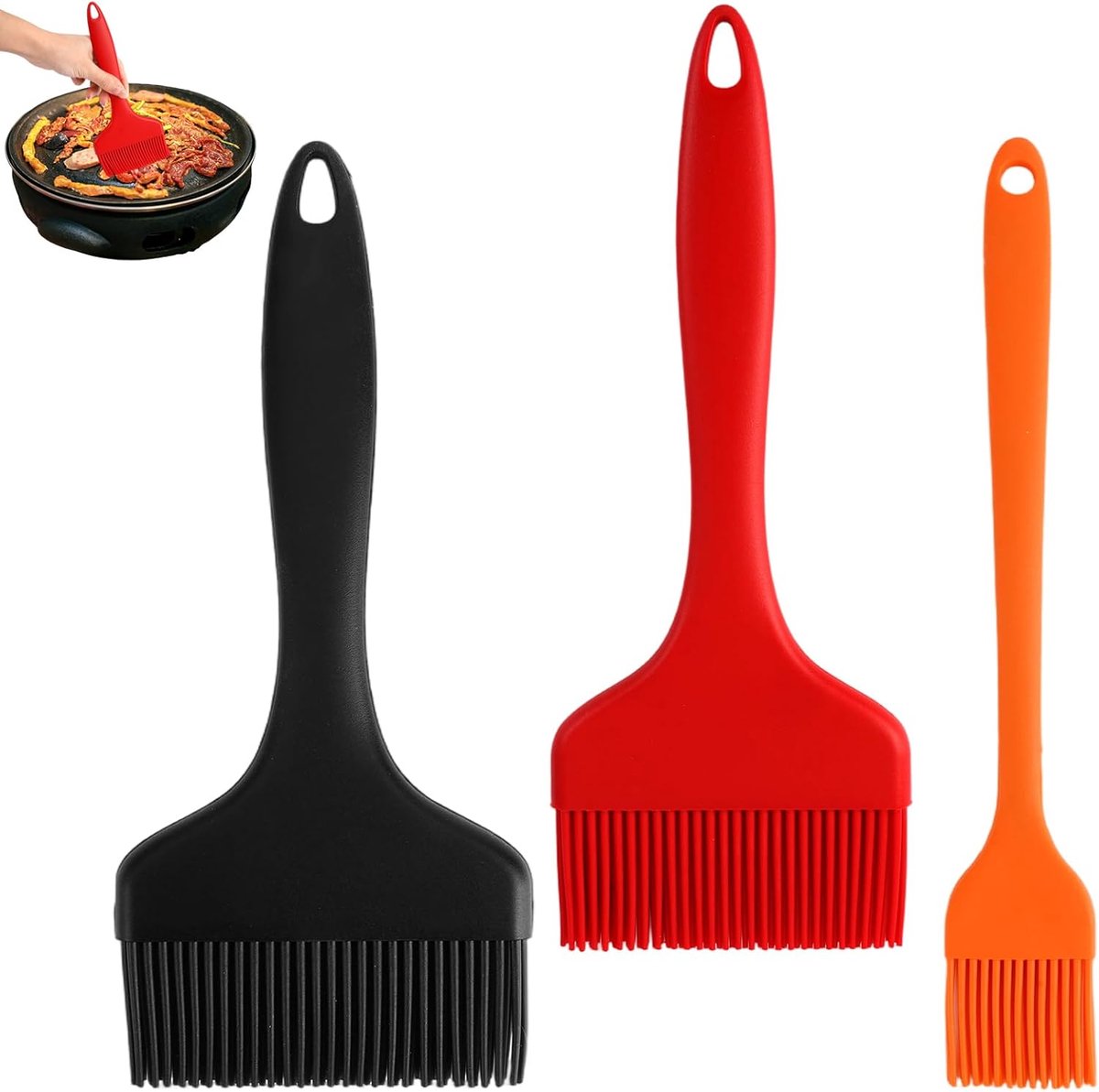 SnelShoppen - 3-delige Siliconen Bakborstel Set - Heat Resistant Silicone Brushes - Keukenaccessoires - BPA-vrij - Ideaal voor Bakken, Grillen en Koke