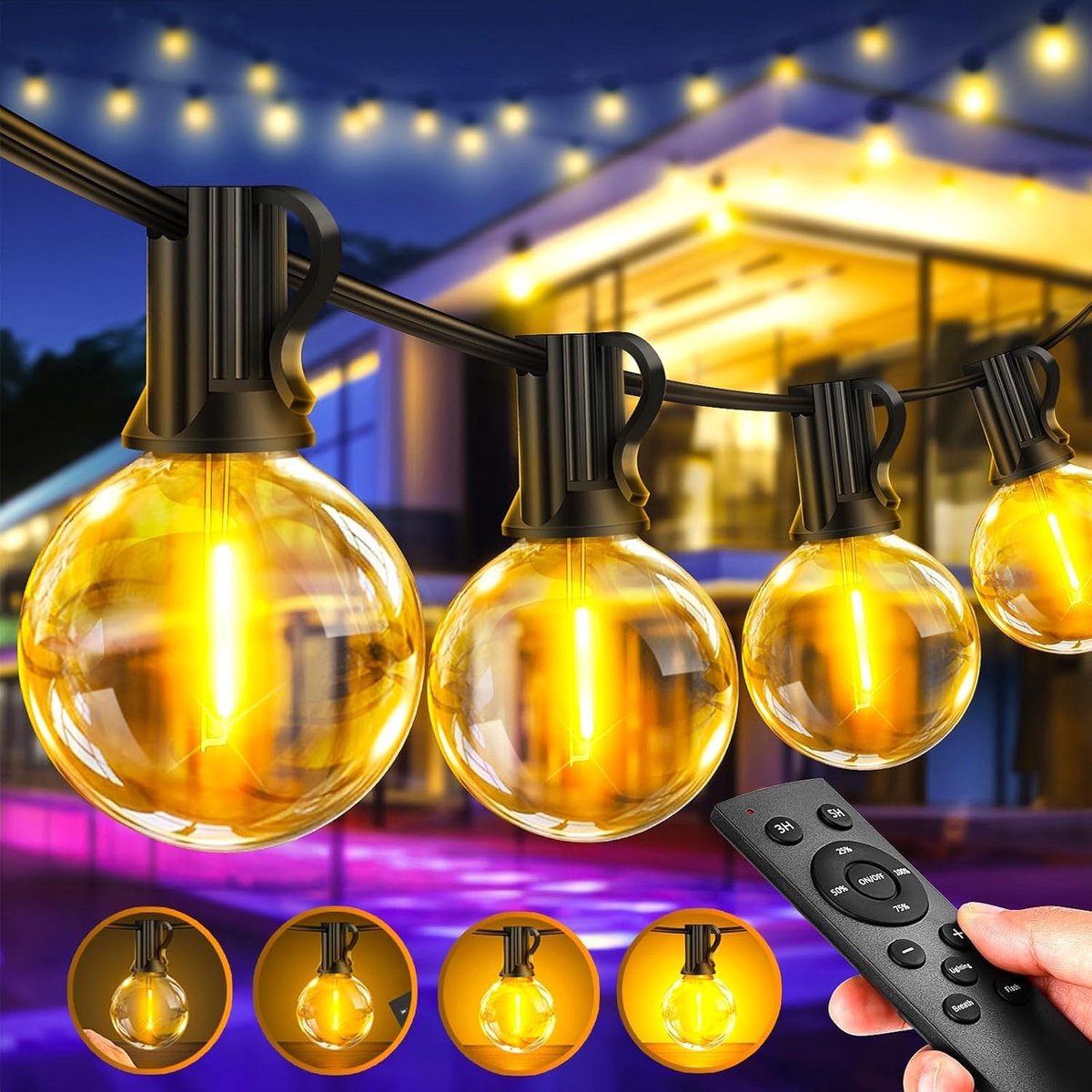 SnelShoppen - 30 m LED Fairy Lights Buiten - Dimbaar Warm Wit - Weerbestendige Sfeerverlichting voor Tuin, Balkon, Feest, Bruiloft, Halloween, Retro D