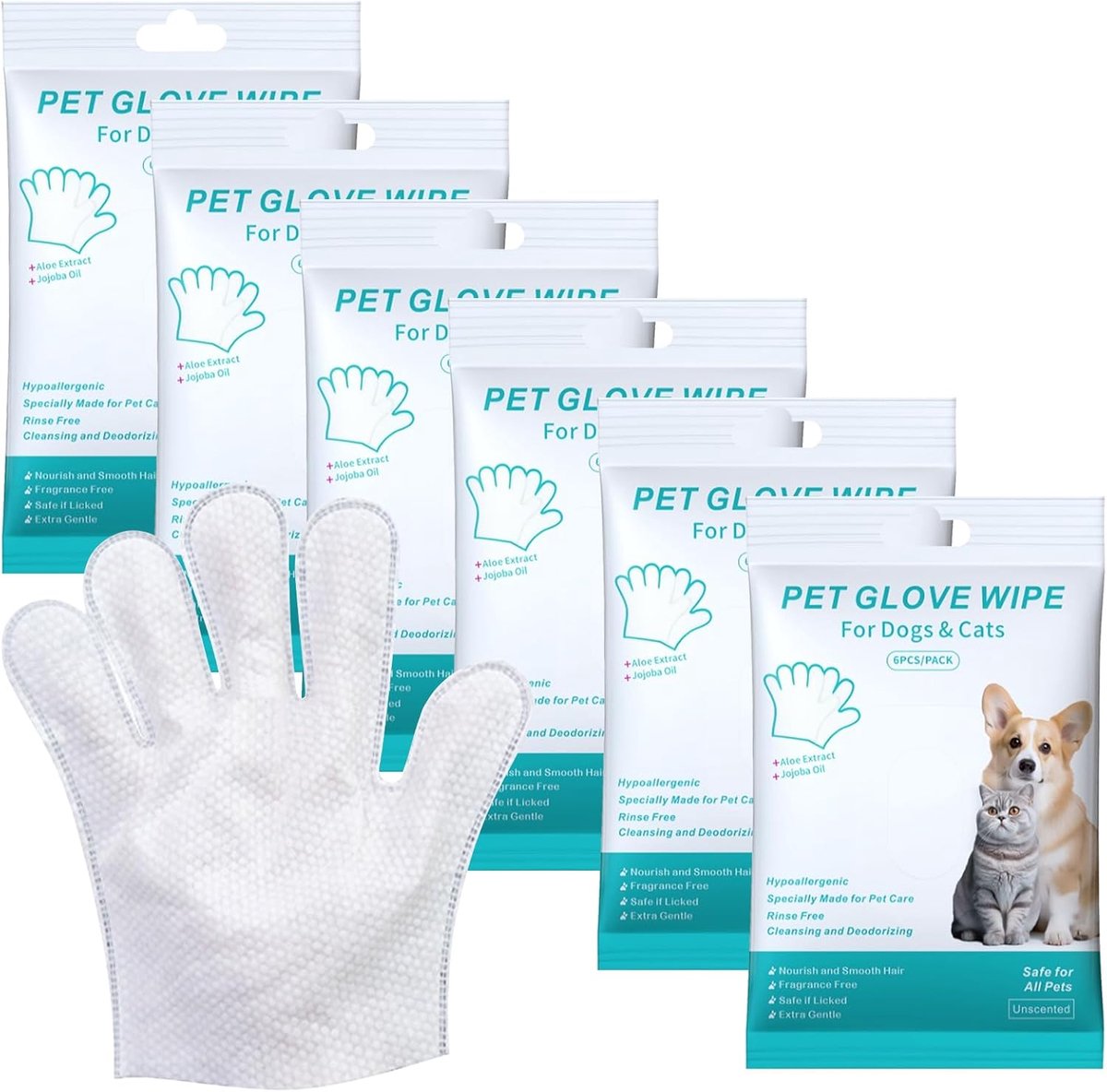 SnelShoppen - 36pcs Pet Cleaning Gloves Voor Honden en Katten - Chemievrije Schoonmaakhandschoenen voor Huisdieren - Handige Wegwerp Glove Cloths voor