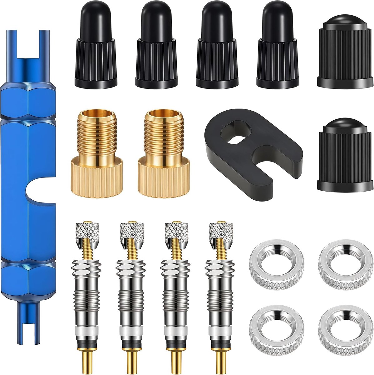SnelShoppen - Set van 4 Presta Ventiel Insteektools - Fietsventiel Franse Ventiel - Messing - Geschikt voor Fiets & E-Scooter - Sterk & Duurzaam