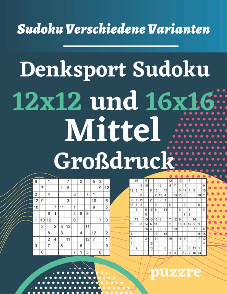 SnelShoppen - Denksport Sudoku 12x12 en 16x16 - Logische Denkspellen voor Volwassenen en Senioren - Grootdruk, Ideaal voor Thuis of Reizen