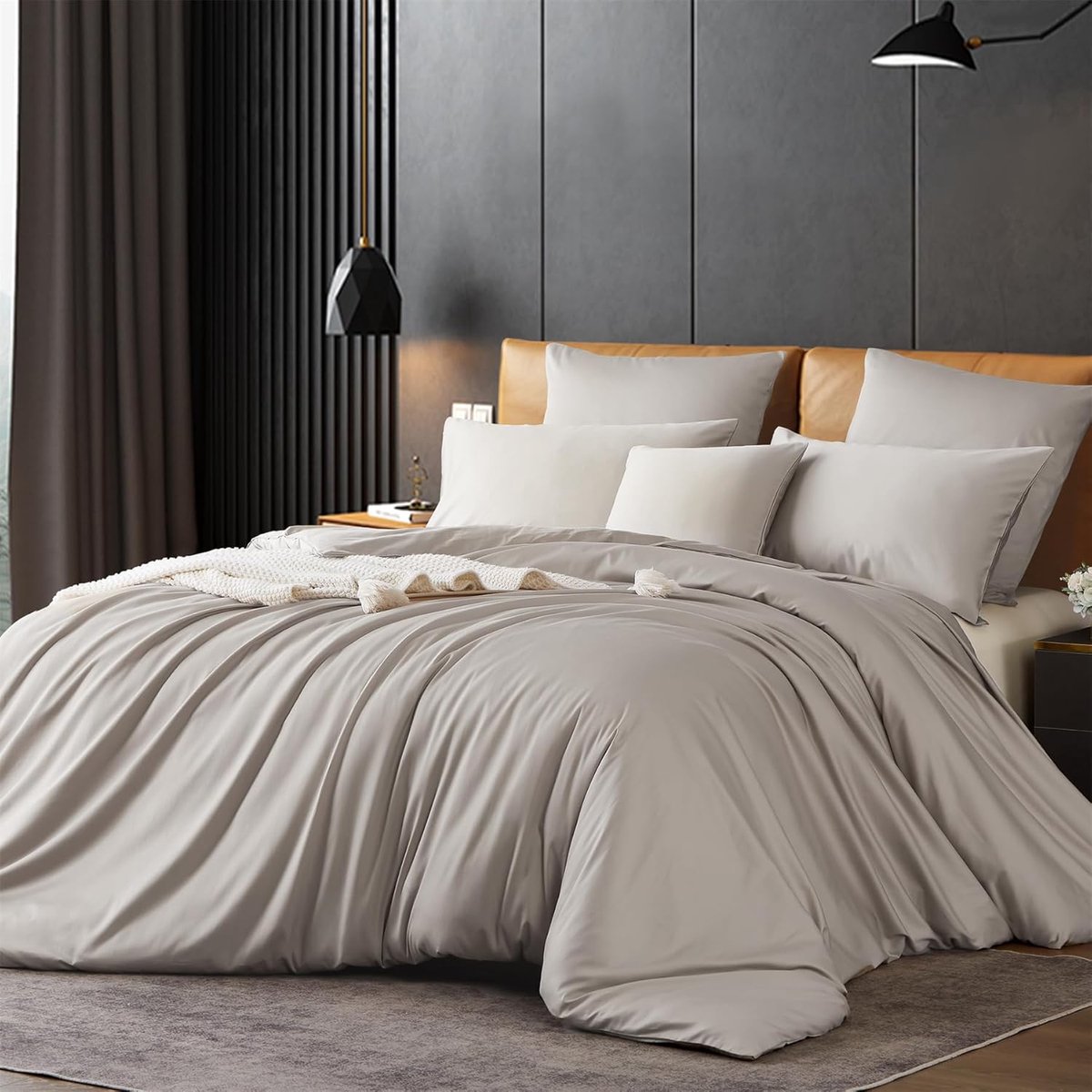 SnelShoppen - Gezu Mako Satin Bedlinnen Set 220 x 240 cm, 100% Katoen Sateen Blauw Petrol, Inclusief 2 Kussenslopen, Luxe en Ademend Beddengoed voor e