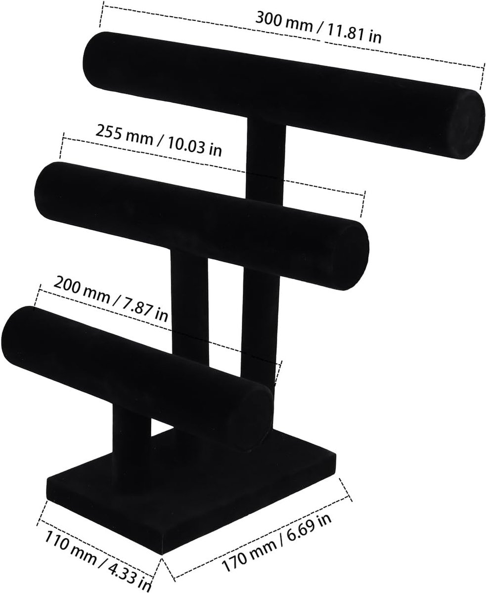 SnelShoppen - T-Shaped Bracelet Holder 3 Levels - 30/25.5/20 cm - Standaard voor Armbanden, Horloges en Sieraden met Robuuste Basis - Perfect voor Org