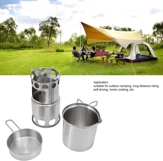 Camping Kookpottenset - Draagbaar en Roestvrij Staal - Voor Buiten Koken van Camping — afbeelding 3