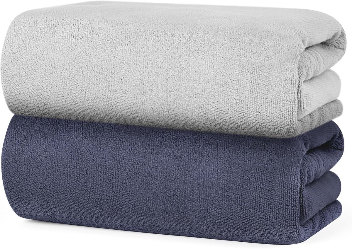 SnelShoppen - 2-delige Handdoeken Set Superfijne Microvezel Washcloths Hotelkwaliteit - Ultra Zacht, Hoge Absorptie, Dikke Handdoeken, Machinewasbaar,