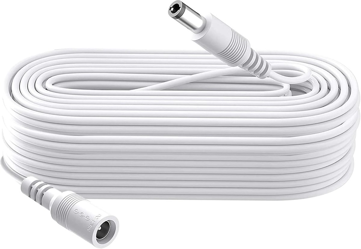 SnelShoppen - Extension Cable 8 m DC Power Plug 5.5 mm x 2.1 mm voor CCTV Camera's, DVR, Routers, Printers, LED Strips, 5V 6V 9V 12V 24V, Zwart