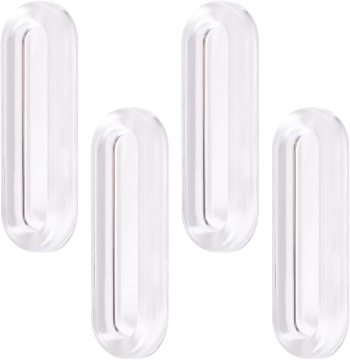 SnelShoppen - Clear PU Zelfklevende Pulls, 4 Stuks Ovalen Deurgrepen voor Glazen Deuren, Raam, Lade en Kast, Waterdicht, Transparant, 7.5x2.5cm