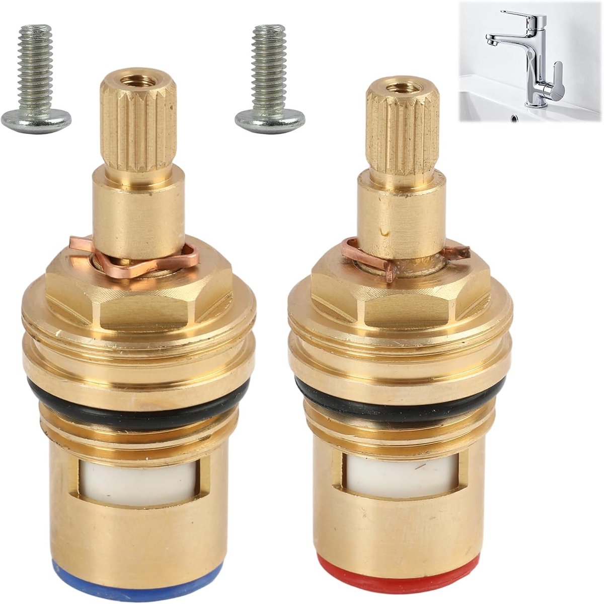 SnelShoppen - 2pcs Universele Keramische Kraan Cartridges 1/2 Inch - Hoogwaardige Messing en Duurzame Ceramiek voor Keuken en Badkamer, 20 Gaten x 53m