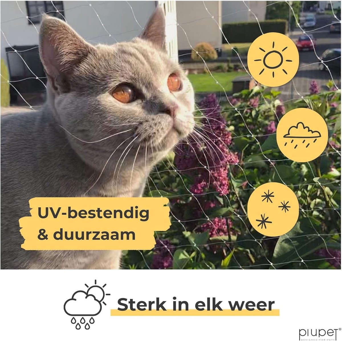 SnelShoppen - Cat net transparant 4 x 3 m - Balkon net voor katten - Veiligheidsnet voor balkon en raam - UV- en weerbestendig nylon met bevestigingsm