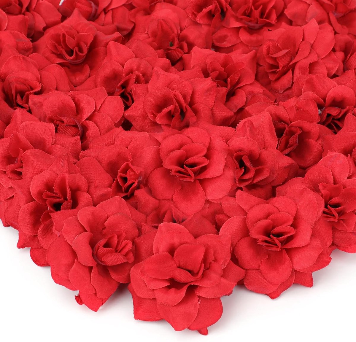 SnelShoppen - 50 Stuks Rode Kunstbloem Koppen, Nepparen Zijde Rozen voor DIY, 4.5cm Stepless Rozen Bloemen voor Valentijnsdag, Bruiloft, Feest, Boeket