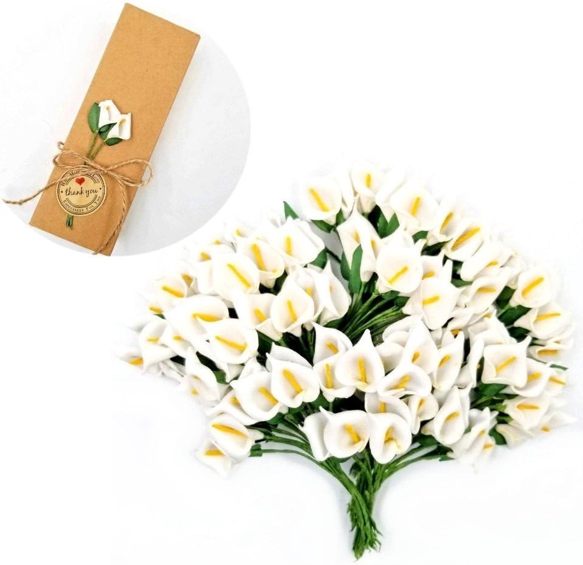 SnelShoppen - Kunstmatige Calla Bloemen 10 cm - Witte Fake Flowers voor Bruiloften, Verjaardagen, Kerst en Decoratie - Perfect voor Geschenken en Doze