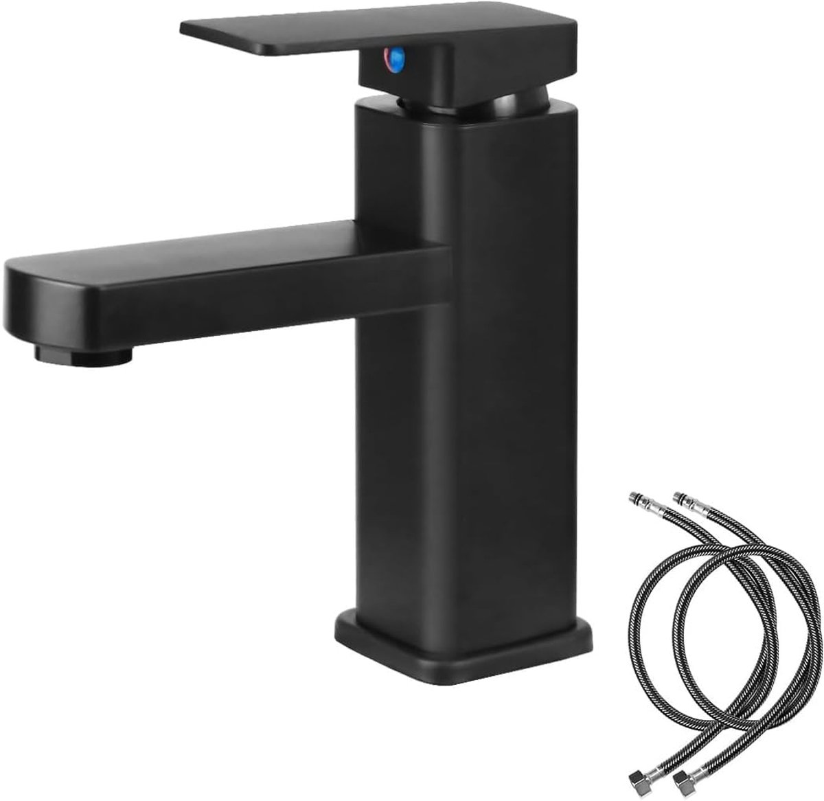 SnelShoppen - Luxe Zwarte Bidet Kraan voor Badkamer, Mengkraan met Warm en Koud Water, Roestvrijstalen Tap met 2 Slangen voor WC en Lavabo