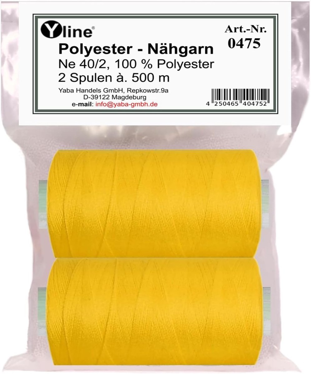 SnelShoppen - 2 Spools a. 500 m Knoopgaren Licht Oranje - Polyester Synyarn voor Naaimachine - 1000 m, Sterkte Ne. 14 UK, Perfect voor Creatieve Proje
