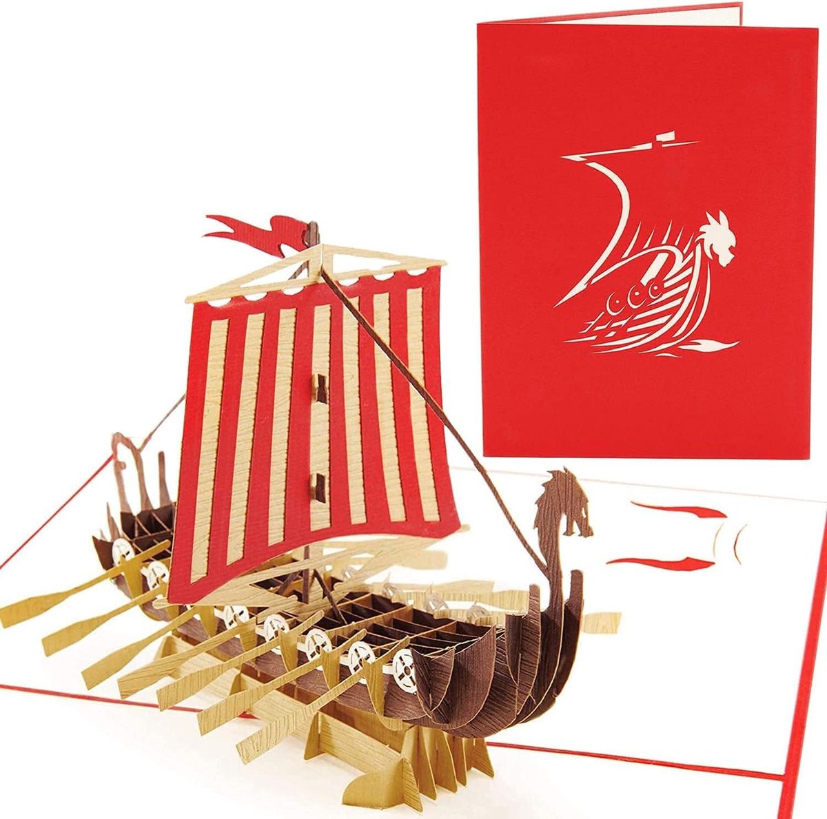 SnelShoppen - PopLife 3D Viking Ship Kaart - Unieke Pop Up Kaart voor Verjaardag, Vaderdag, Jubileum, Pensioen - Perfecte Groet voor Vader, Echtgenoot