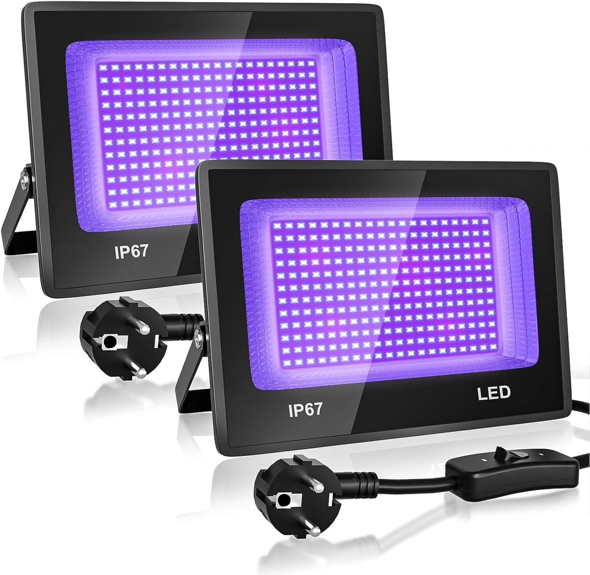 SnelShoppen - Outdoor LED Spotlights 100W UV Black Lights - Ultraviolet Flood Effect Light voor Halloween, Kerst, Dans, DJ, Disco, Feest - 2 Stuks