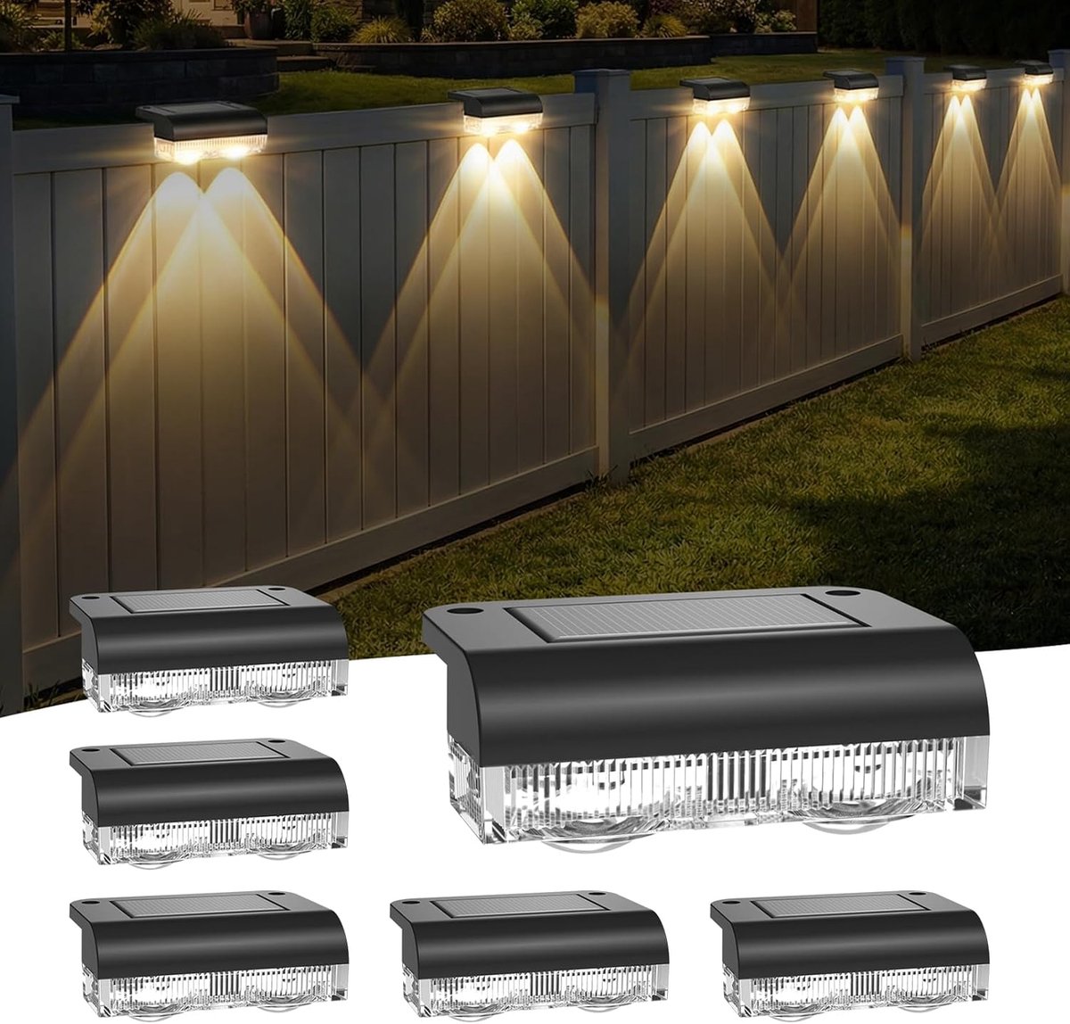 SnelShoppen - Solar Tuinverlichting 6 Stuks - Waterdichte LED Tuinlampen - Unieke Halvemaan Patroon - Buitenlampen voor Tuin, Pad, Trap en Schutting -