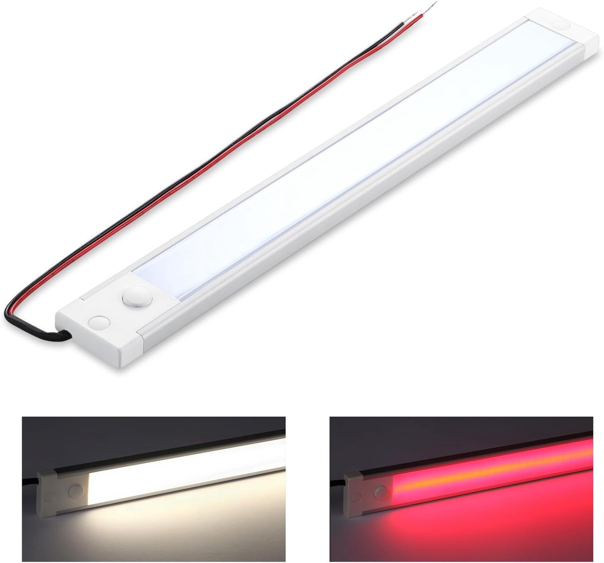 SnelShoppen - Dimbare 12V LED Strip Verlichting voor Camper, Caravan, Boot, Keuken, Badkamer - 470LM Lichtbar met Schakelaar en Rode Nachtlamp (4000K)