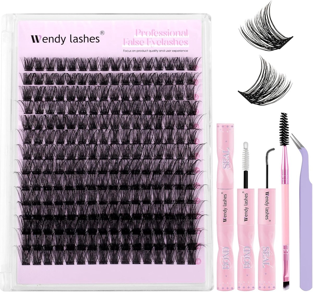 SnelShoppen - Eyelash Cluster Set Natuurlijke Wimperextensions D-Curl 10-18mm - Soft Cluster Lashes Kit voor Beginners met Wimperlijm en Professionele