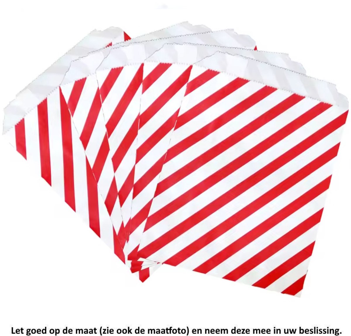 Papieren Zakjes Rood Wit Strepen - Rood Witte Patronen – 25 Stuks – 13 x 18 cm – Gift Bag – Geschenkzakjes – Cadeau – Cadeauzakjes - Fournituren - Traktatie - Snoep - Koek