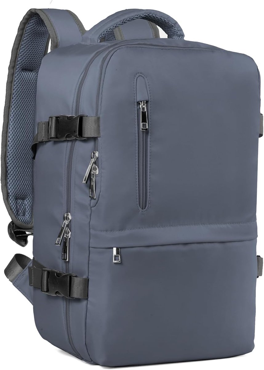 SnelShoppen - Ryanair Handbagage Rugzak 40x30x20 cm - Driedelige Reisrugzak met Laptopcompartiment - Diefstalbestendige Backpack voor Weekendtrips en