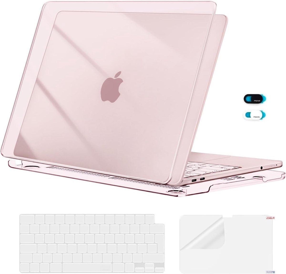 SnelShoppen - Beschermhoes voor MacBook Neo 13 inch A3404, Harde Schaal, Toetsenbordbescherming, Scherm en Webcam Afdekking, Kristalroze, Exclusief A1