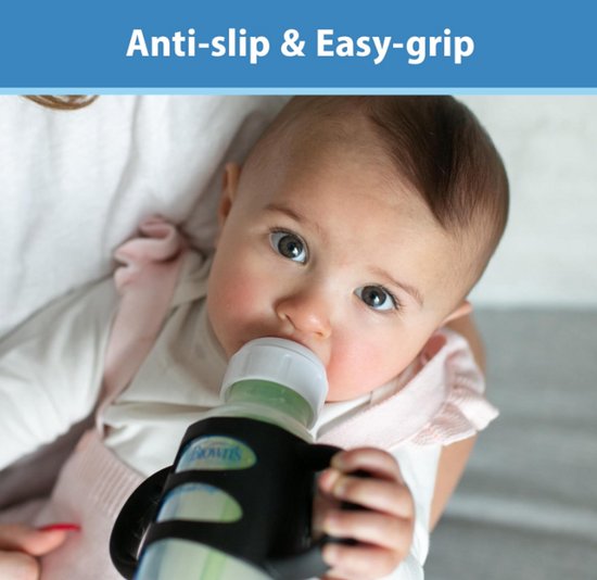 Dr. Brown's Siliconen Flessenhandgrepen voor Smalle Babyflessen (Blauw/Grijs/Groen) - Afneembare Easy Grip Handvatten - BPA-vrij - Overgang naar Drinkbeker van Dr. Brown's — afbeelding 3