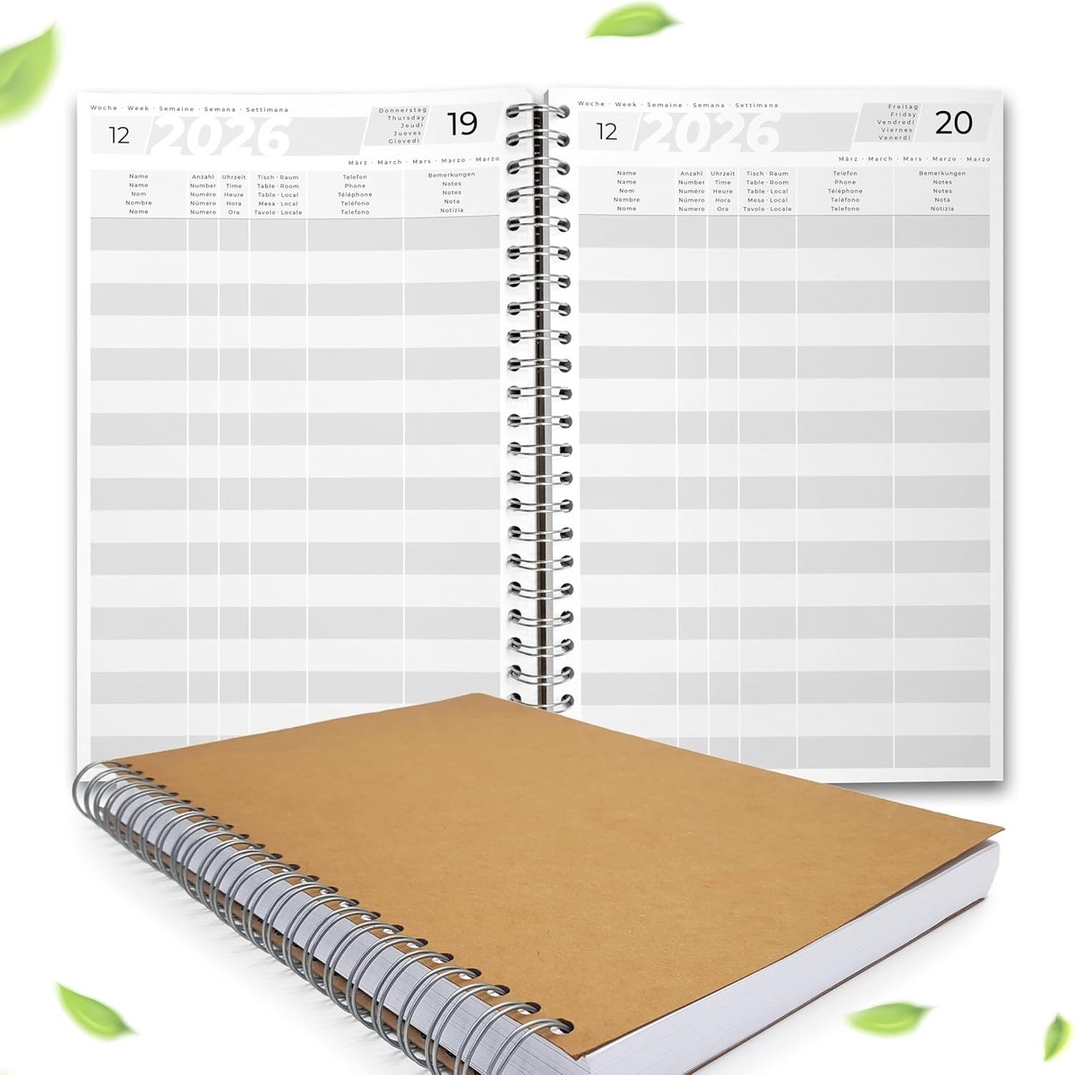 SnelShoppen - Booking Book 2026 A4 voor Restaurants, Gastenkamers en Huizen - Praktische Ringband met 168 Pagina's - Ruimteplanning en Boekingskalende