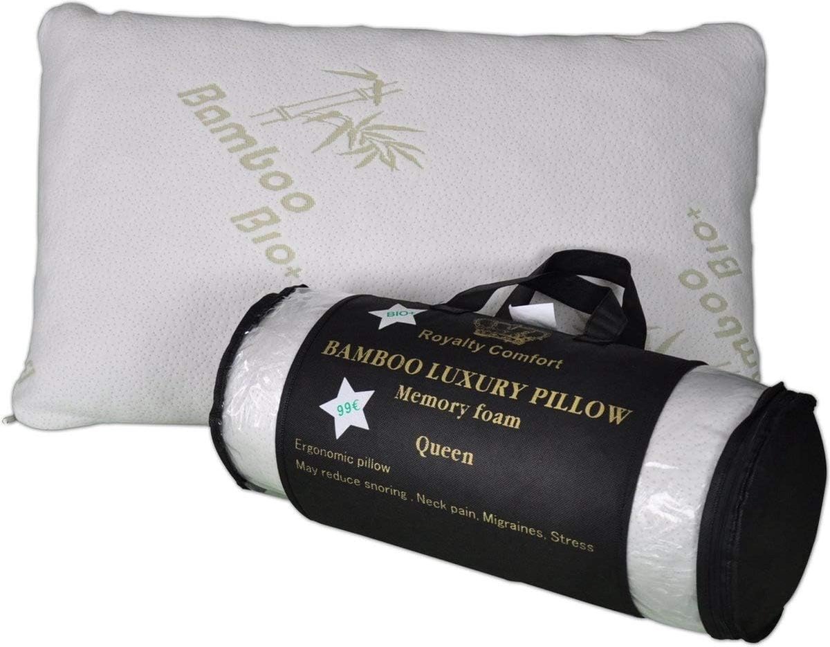 SnelShoppen - Bamboo Kussen 50 x 76 cm, Geheugenschuim, 40% Bamboo Viscose, 60% Polyester, Ondersteuning voor Hoofd en Nek, Ideaal voor Slapen