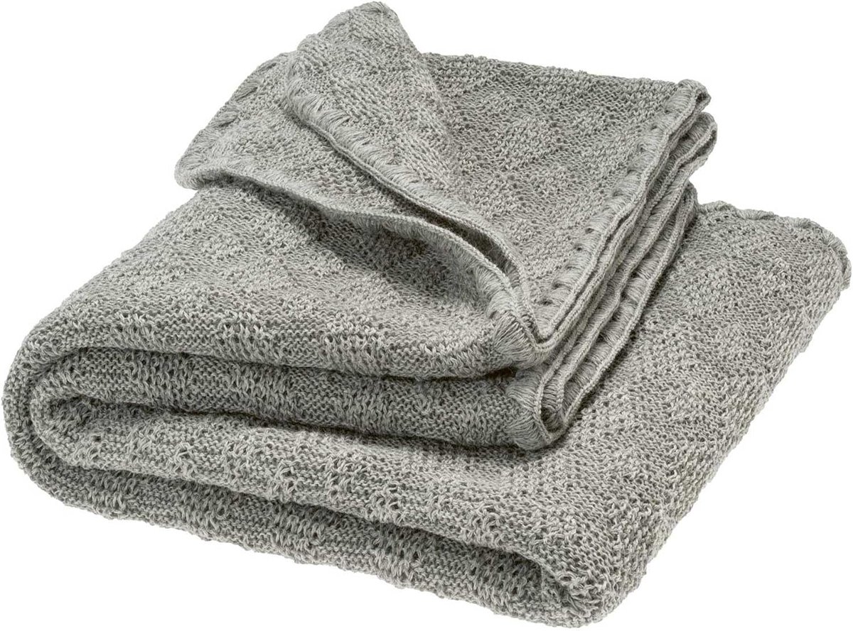 SnelShoppen - Organic Merino Wollen Babydeken, 100% Natuurlijk, GOTS-gecertificeerd, Ajourpatroon, Cuddly Soft, Grijs, Voor Pasgeboren, Peuters, Unise