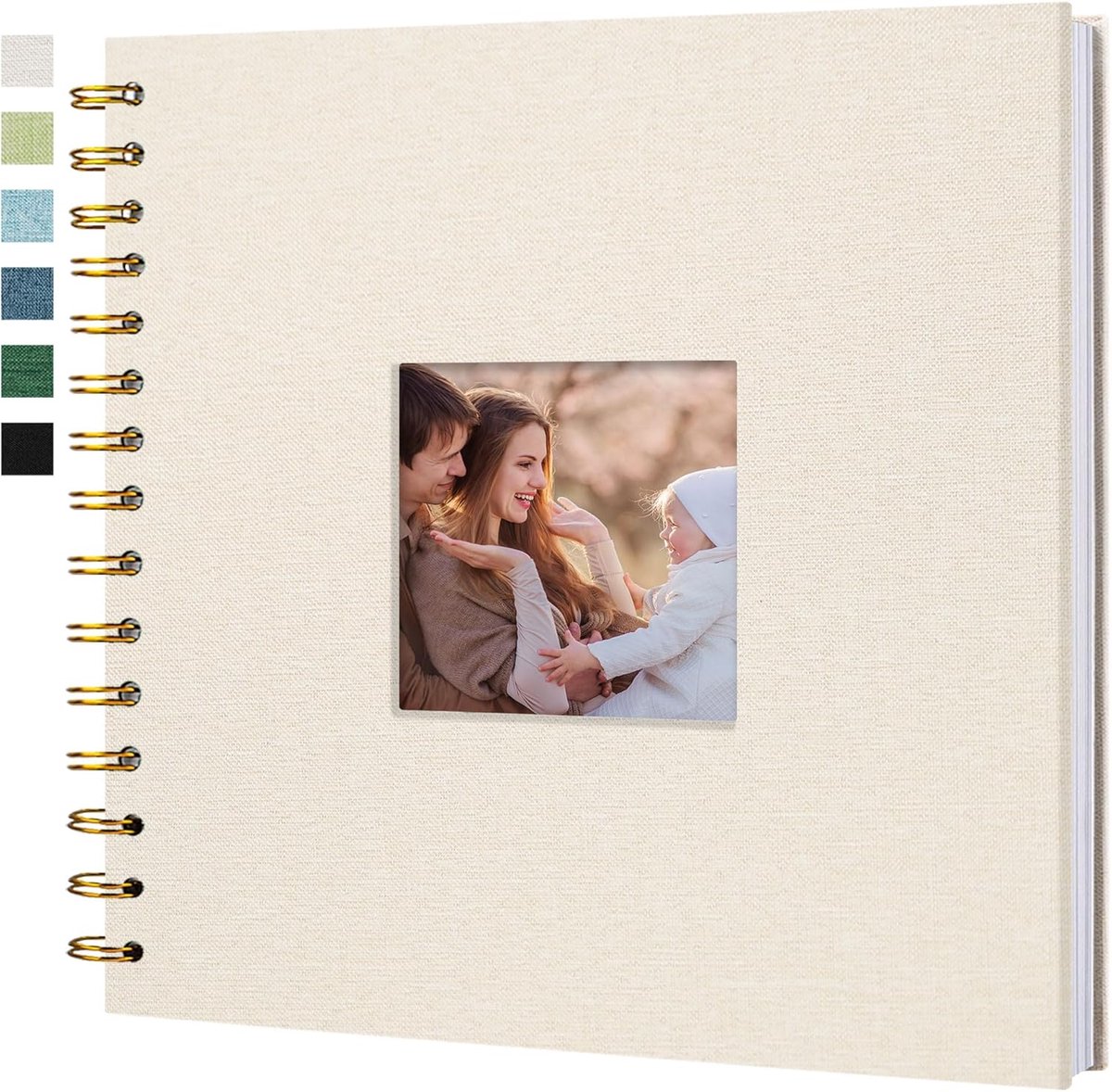 SnelShoppen - Scrapbook Foto Album Linnen Cover met DIY Raam 20x20CM - Memory Book met 20 Vellen/40 Pagina's Beige - Perfect voor Feest, Herinneringen