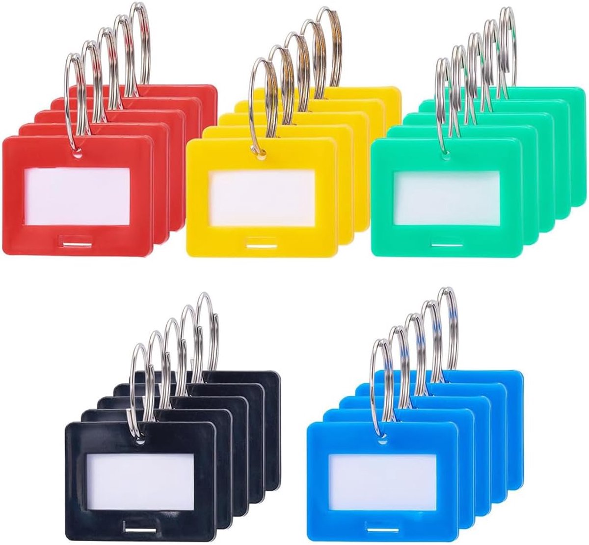 SnelShoppen - 50 stuks Sleutelhangers met Label - Kleurige Sleutelhangers voor Koffer en Bagage - Identificeer je Sleutels en Bagage met 5 Kleuren - P