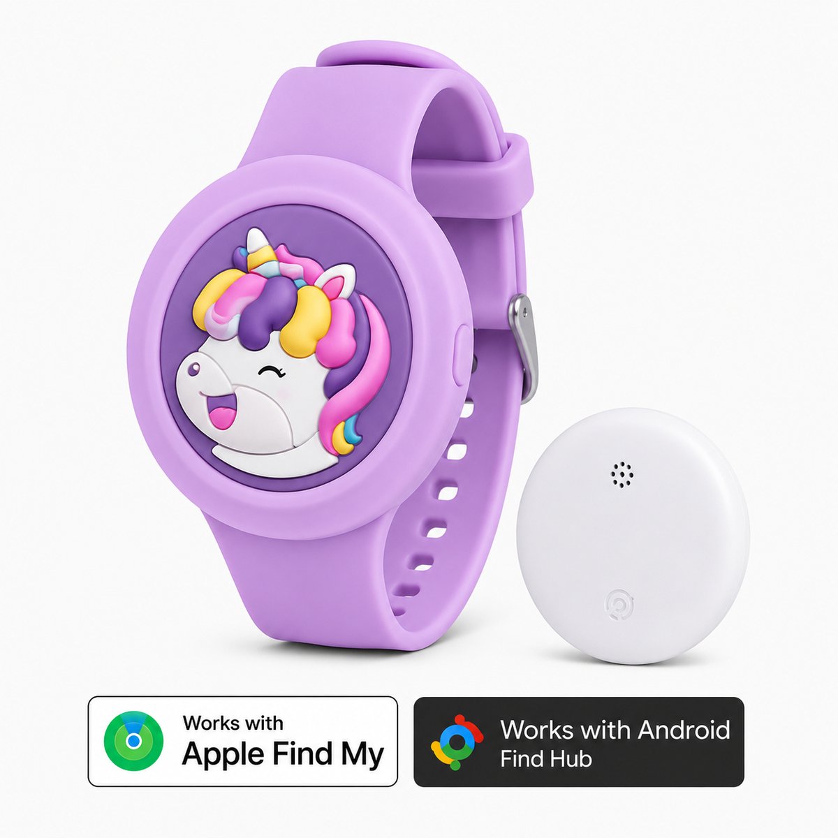 Kinderhorloge - gps armband – werkt met Android Find My Hub - Kinderhorloge met gps - Bluetooth Tracker – Kinderhorloge jongen - Kinderhorloge meisje - Waterdicht – Inclusief tracker - Met geluidssignaal