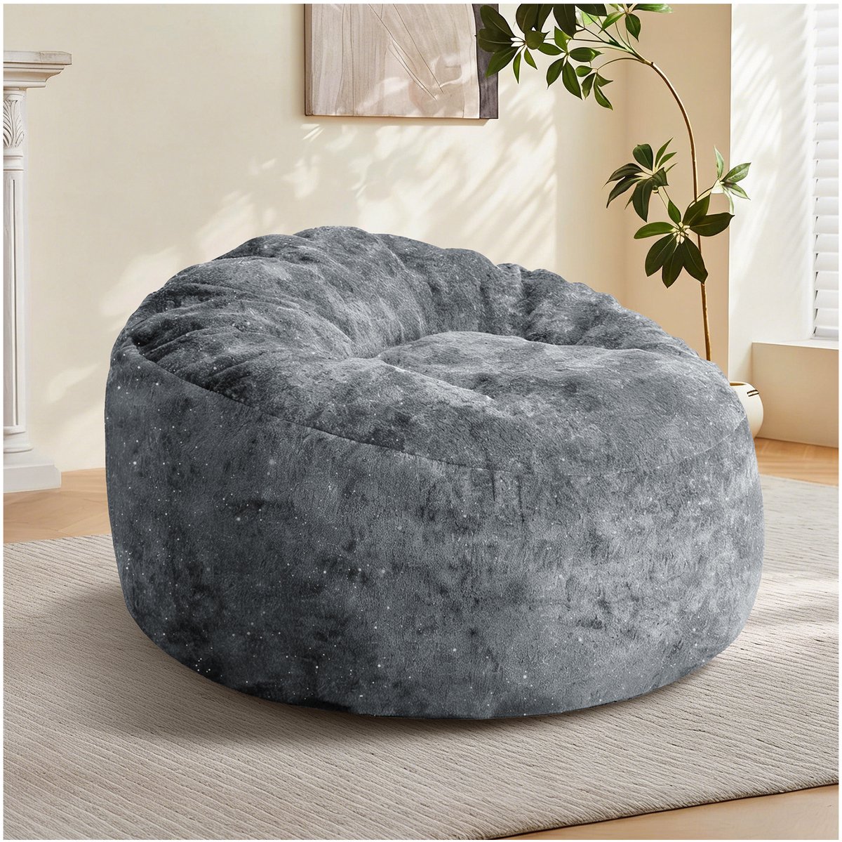 MODENUIT Zitzak Stoel 100 x 98 x 61 cm - Hoge Rugleuning En Diepe Zitting - Voor Woonkamer - Stoffen Grijs