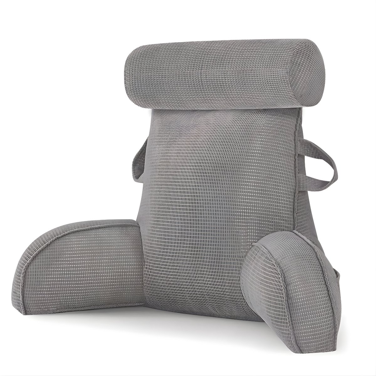 Leeskussen - Rug-, arm- en neksupport kussen met afneembare hoes - Zacht gewatteerd materiaal in donkergrijs 80 x 40 x 50 cm