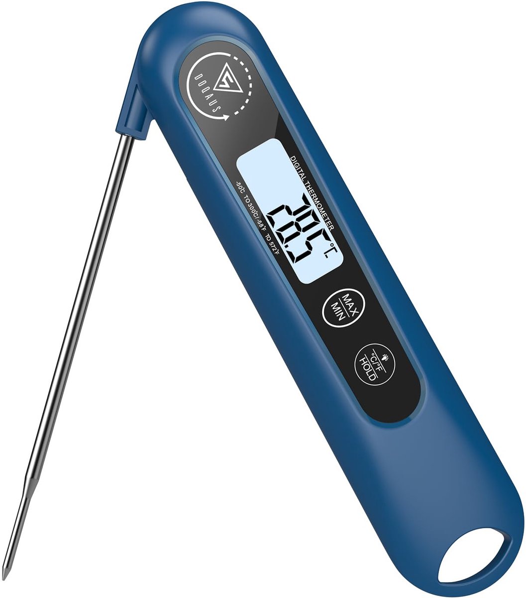 Vleesthermometer Digitale - Direct Uitlezen - Lange Sonde - Braden Koken Grillen BBQ Bakken Marineblauw